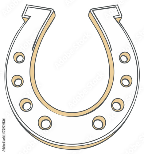 Horseshoe illustration vector graphic with outline, luck charm and equestrian symbol