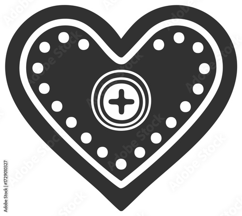 Heart Shaped Medical Icon with Plus Sign Symbolizing Healthcare Assistance