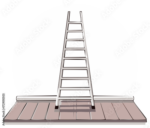 Illustration of a wooden ladder on a platform symbolizing progress and growth