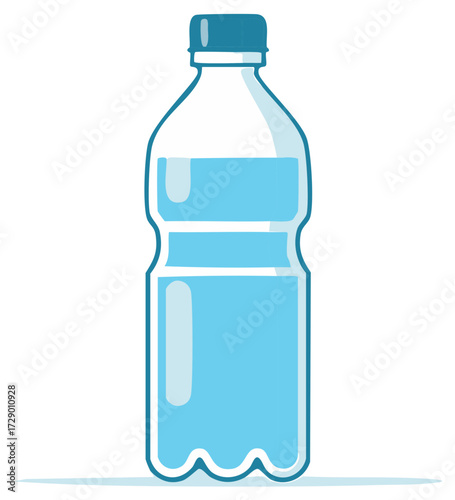 Mineral Water Bottle Illustration Blue Cap Hydration Drink Refreshment