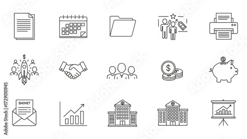 Minimalist vector icon set  business and office