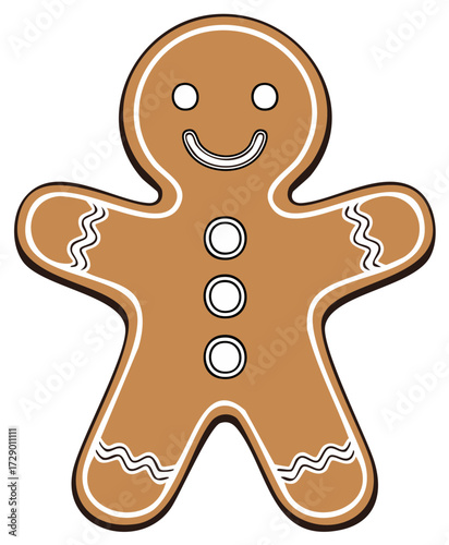 Gingerbread man illustration festive holiday cookies Christmas treat character