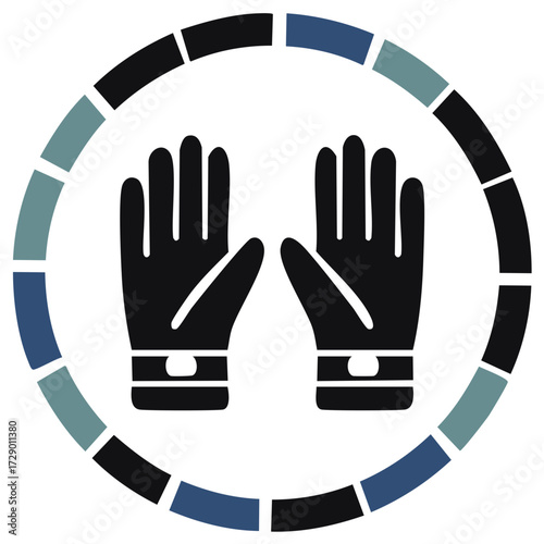 Pair of Gloves Graphic with Segmented Circle Frame Illustration