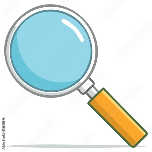 Cartoon magnifying glass illustration for search and discovery concepts