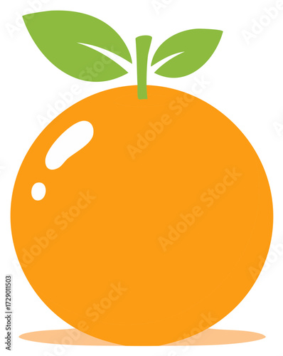 Vibrant Orange Fruit With Green Leaves and Subtle Shadow