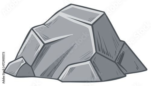 Stylized grey stone boulder for game design and nature illustrations