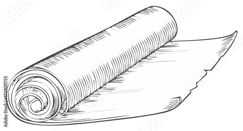 Rolled Parchment Paper Scroll Document Manuscript Engraving Vintage Isolated