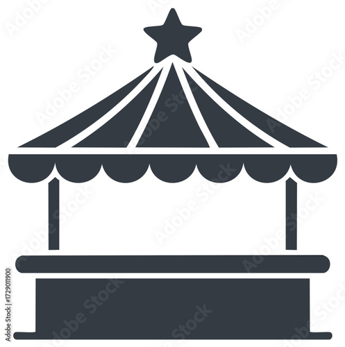 Fairground Stall with Star Tent Silhouette Carnival Trade Booth Minimalist Festival Stand Market Place Vendor Shop
