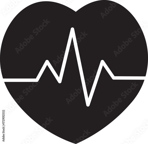 Heartbeat line icon set. Heart pulse symbol collection in flat design. Vector cardiogram.Heart beat pulse cardiogram wave icon vector illustration