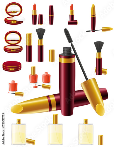 cosmetics womans and perfumery cartoon stock vector illustration isolated on white background