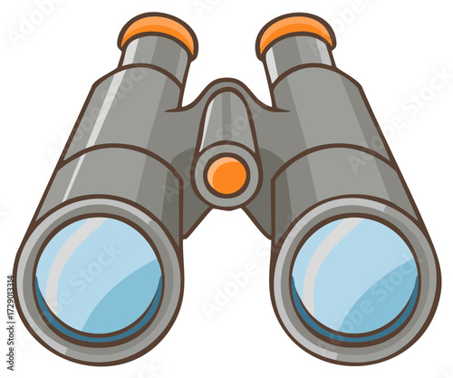 Grey Cartoon Binoculars with Blue Lenses for Adventure and Discovery