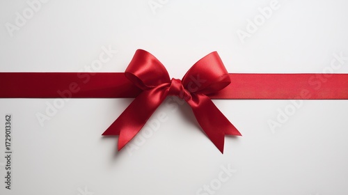 Elegant red ribbon and bow on a white background