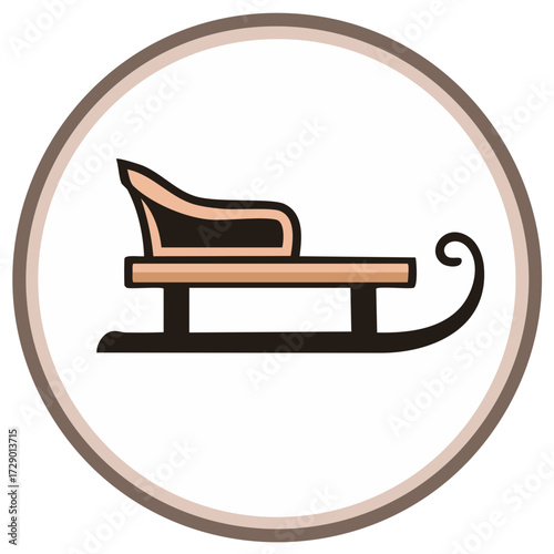 Traditional Wooden Sleigh Vector Icon for Christmas and Winter Holidays