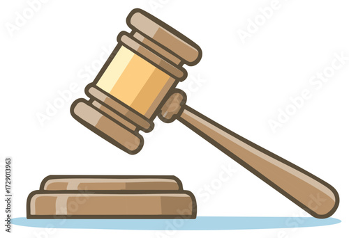 Cartoon Gavel and Sounding Block Depicting Authority Justice and Legal Proceeding