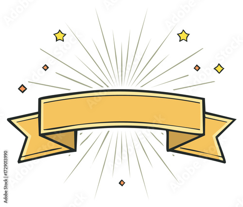 Retro banner with starburst effect, perfect for promotions or announcements.