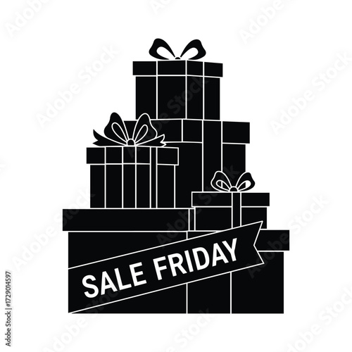 Black friday sale gifts stacked presents festive ribbon shopping promotion commerce event