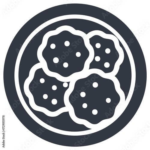 Chocolate chip cookies on plate graphic design illustration of dessert homemade sweet food and fresh baked treat