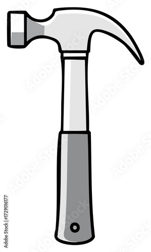 Simple Graphic Illustration of a Claw Hammer Tool