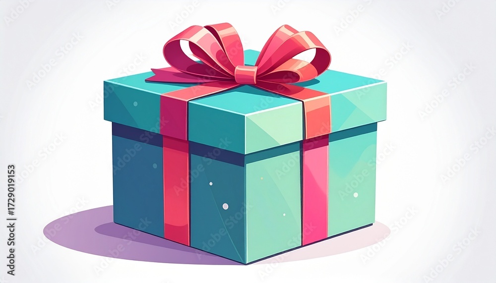 Obraz premium A vector illustration of a gift box with ribbon bow flat colorful style isolated on white background 