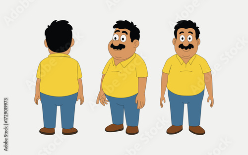 indian best village man cartoon character set or 2d animation.