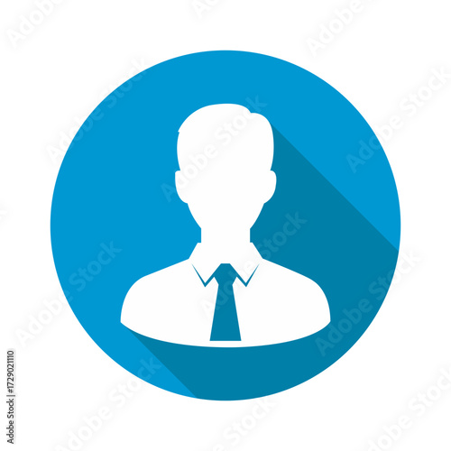 "Flat vector illustration of businessman with dollar coin above head representing finance investment business profit and economic growth in green circle background with long shadow style"
