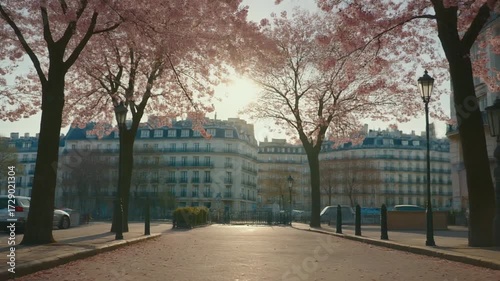 春のパリの朝 – 穏やかな都市の目覚め