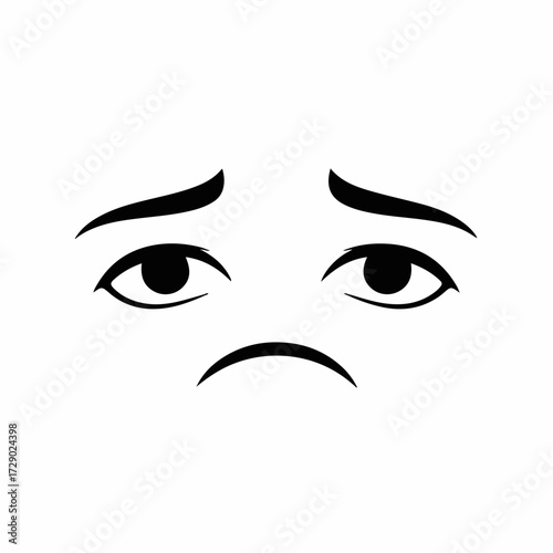 Expressive cartoon eyes conveying sadness and disappointment with a downturned mouth.