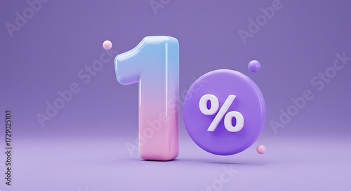 3d number one and percent symbol 