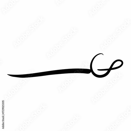 Elegant calligraphic flourish evoking a saber or sword for decorative purposes