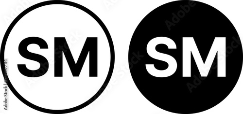 Service mark or SM mark icon set. Service mark symbol. SM sign