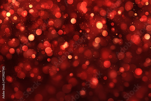 Red bokeh background with bright lights and sparkles a festive design