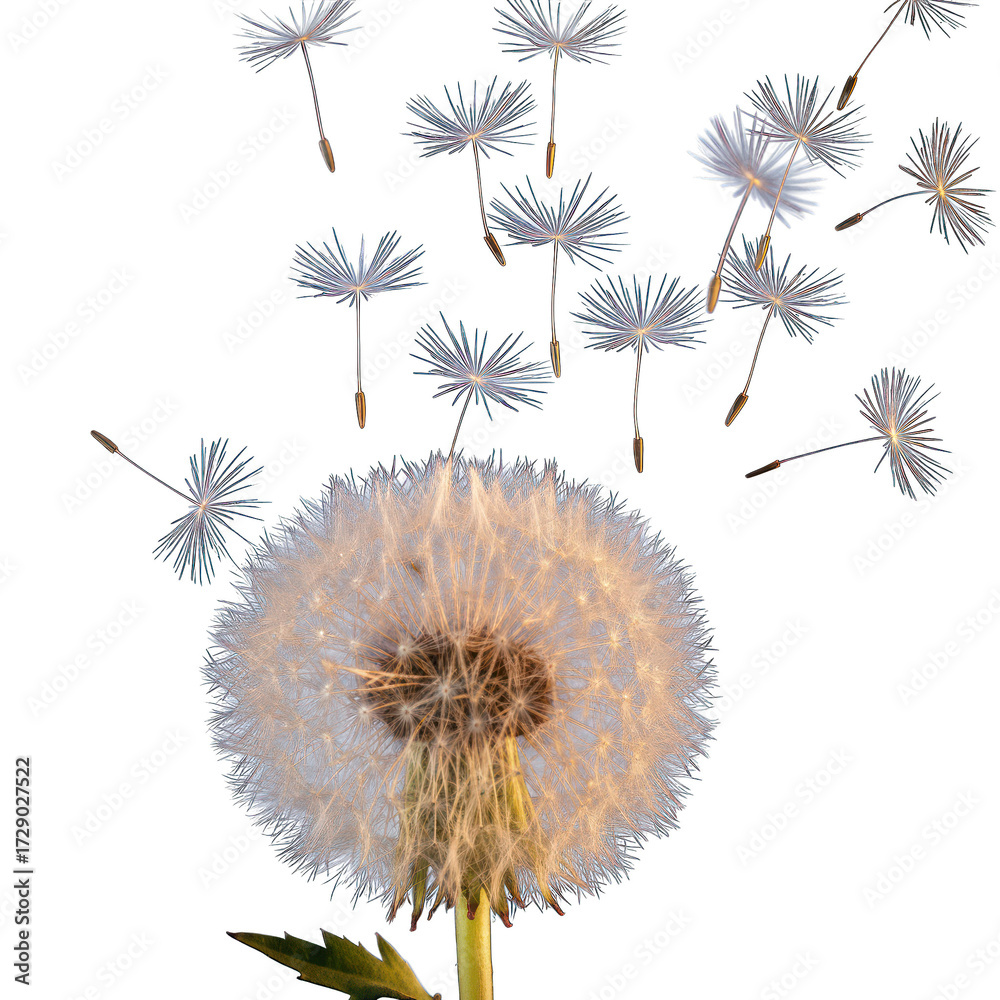 Obraz premium Dandelion seeds dispersing