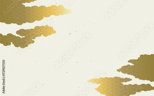 金の雲の和柄パターン