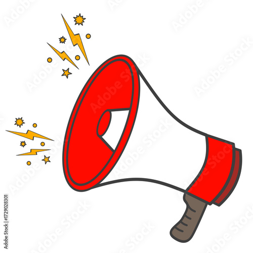 Cartoon Megaphone with Sound Waves