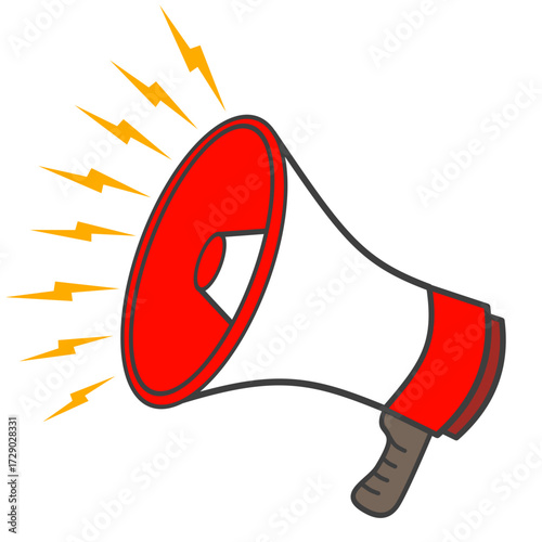 Cartoon Megaphone with Sound Waves