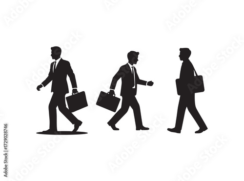 Professional businessman with suit, profile silhouette black filled Vector illustration EPS 10.