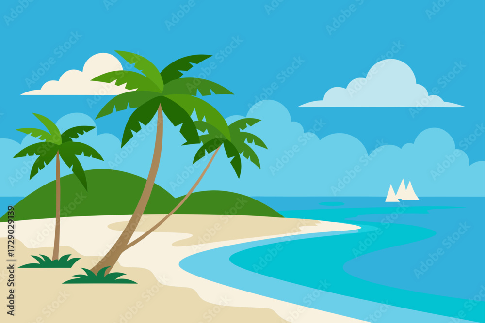 Fototapeta premium tropical beach with palm trees