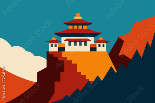 vector illustration of chinese temple