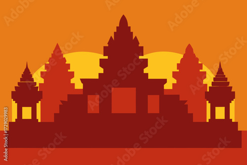 silhouette of the city in the sunset