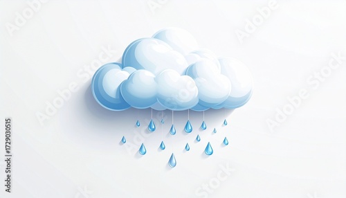A vector drawing of a cloud with raindrops weather symbol flat clean style isolated on white background
