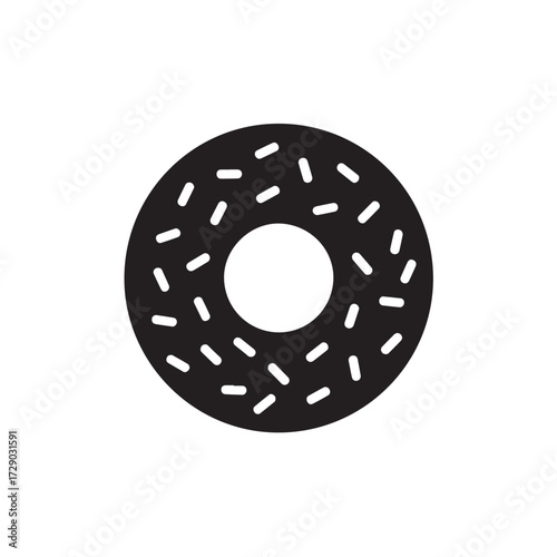 Sweet Donut Treat, Round donut with hole, bold outline, Glazed Donut Icon  
Perfect circle donut design for dessert themes, vector illustration eps 10.