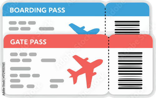 Vector art of boarding and gate pass tickets