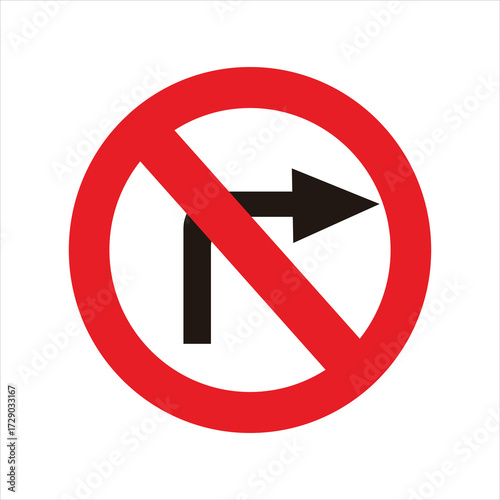 Free Download PrintTraffic sign icon prohibiting right turn with bold red circle. - GFXLoad