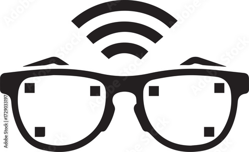 Vector art of smart glasses with wifi symbol for modern technology