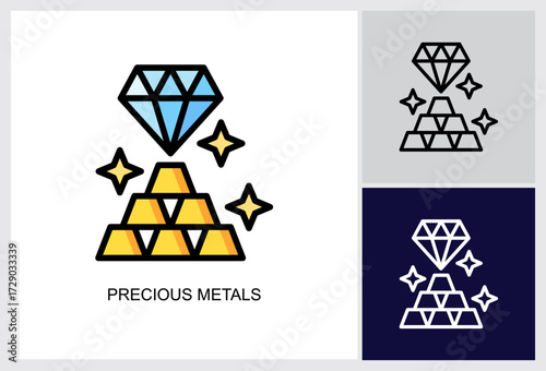 Precious Metals icon Multi Style Vector Illustration 