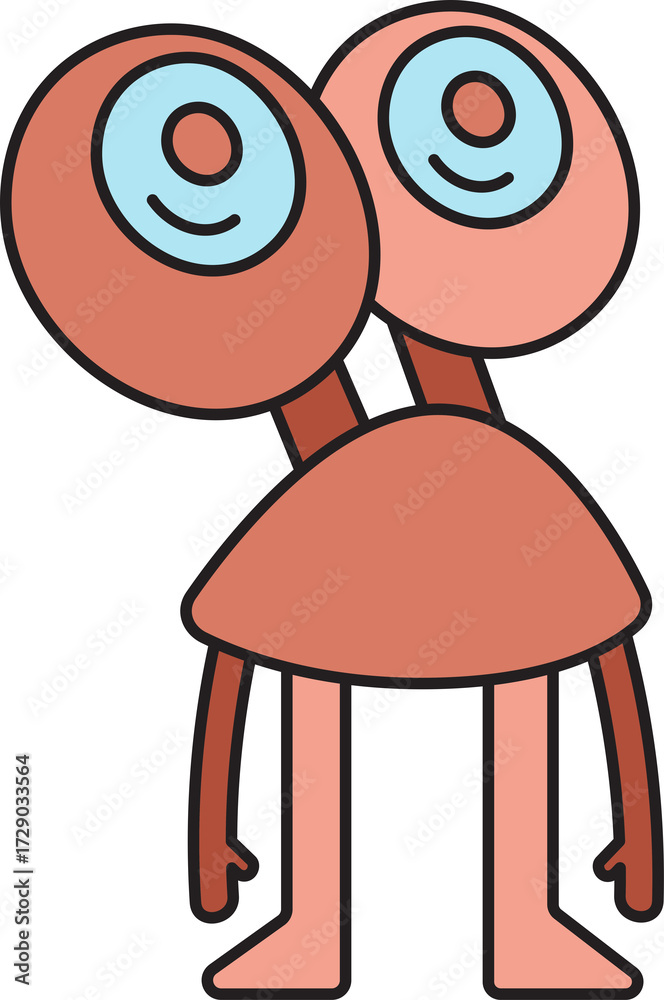 Fototapeta premium Red Monster Creature with Big Eyes 