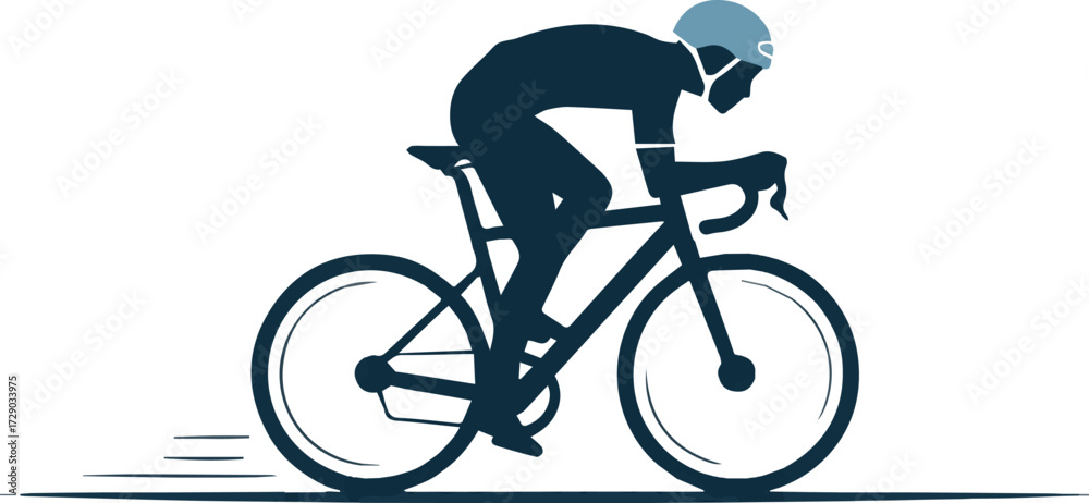 Fototapeta premium Vector art of cyclist riding a bicycle, sport and recreation