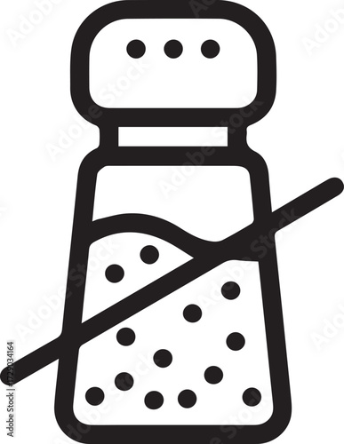 Vector art of salt shaker with a line through it, editable stroke