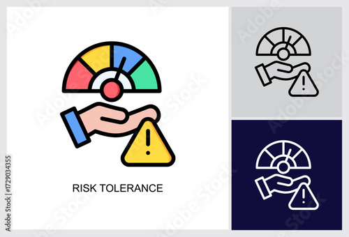Risk Tolerance icon Multi Style Vector Illustration 