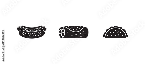  Classic Hotdog Style, Clean hotdog icon with dotted bun design, Street Hotdog Bite Simple hotdog illustration with retro look, vector illustration eps 10.
